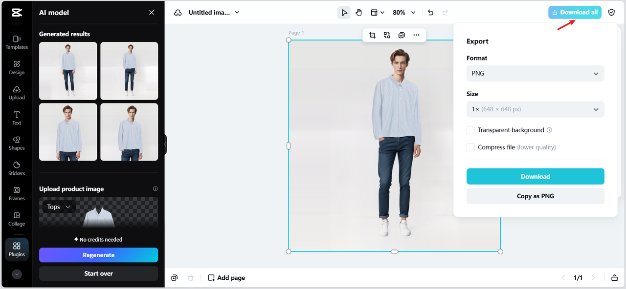 Esporta l'immagine del tuo modello AI