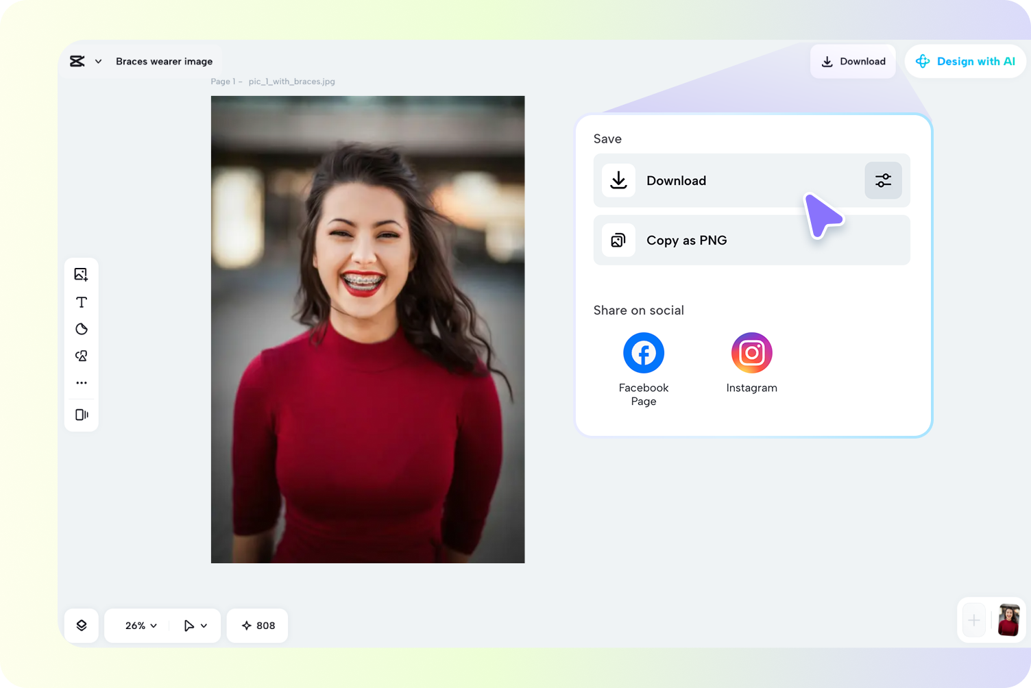 Export the finalized photo