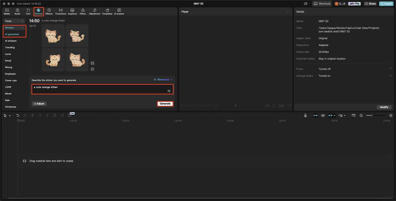 Import your sticker prompts