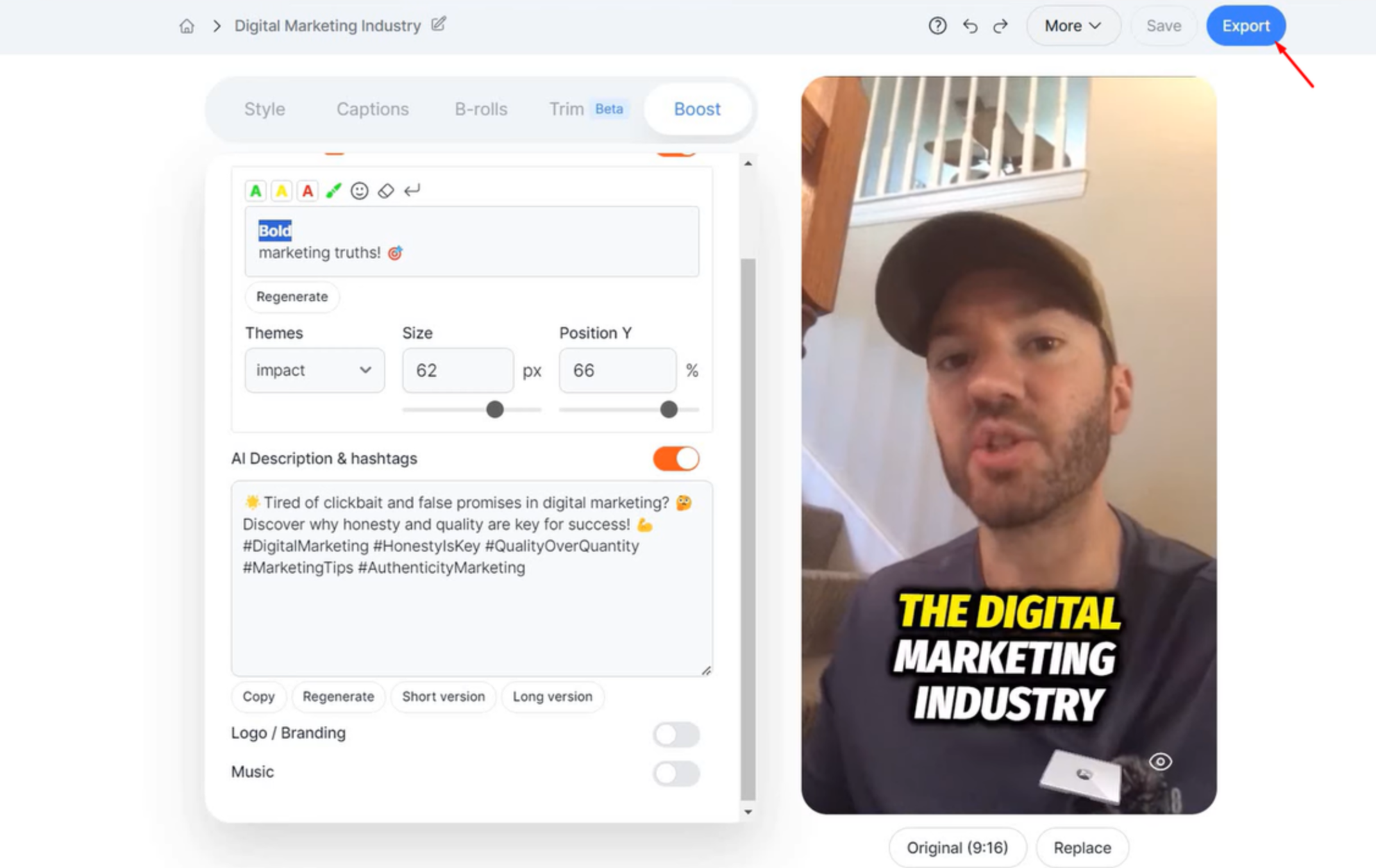Downloading a video from Submagic AI