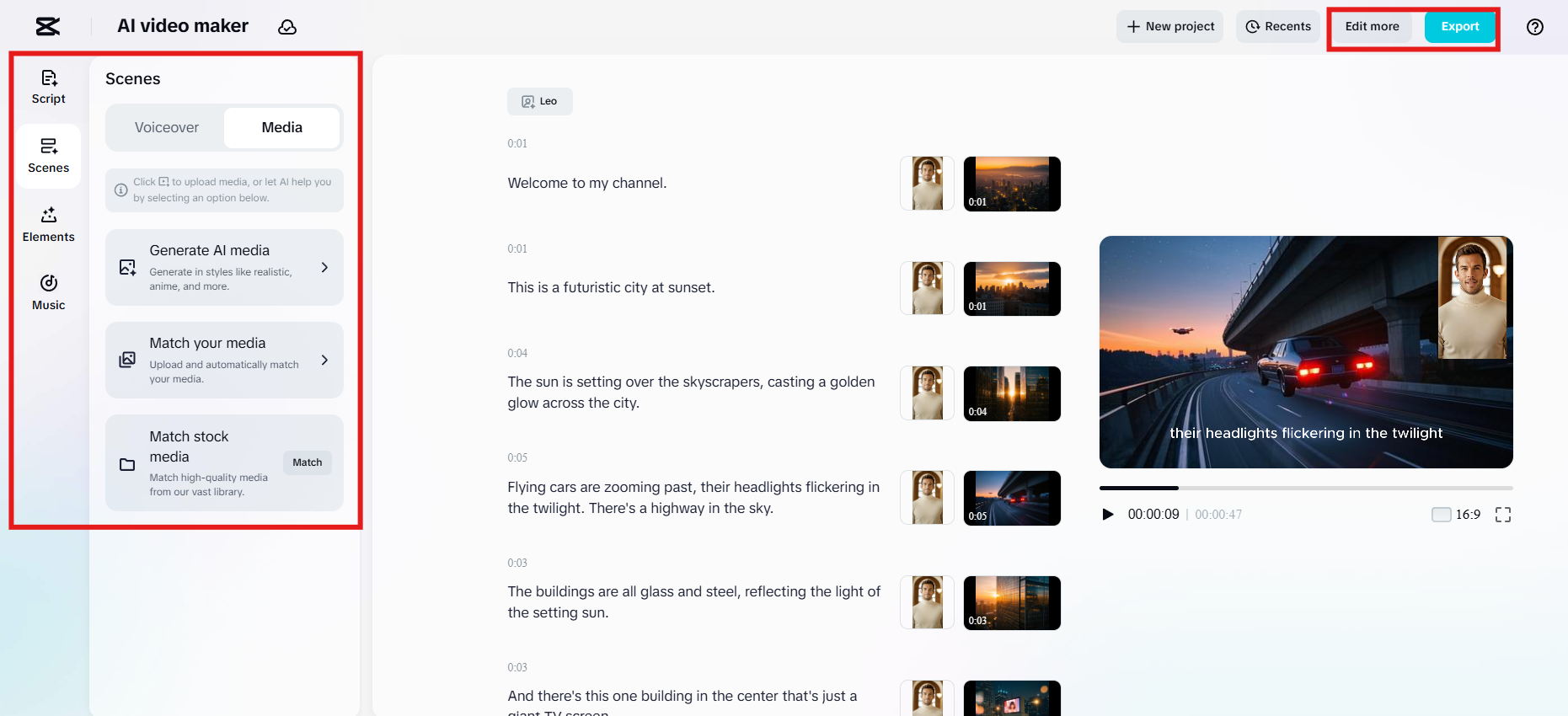 Generate relevant AI media