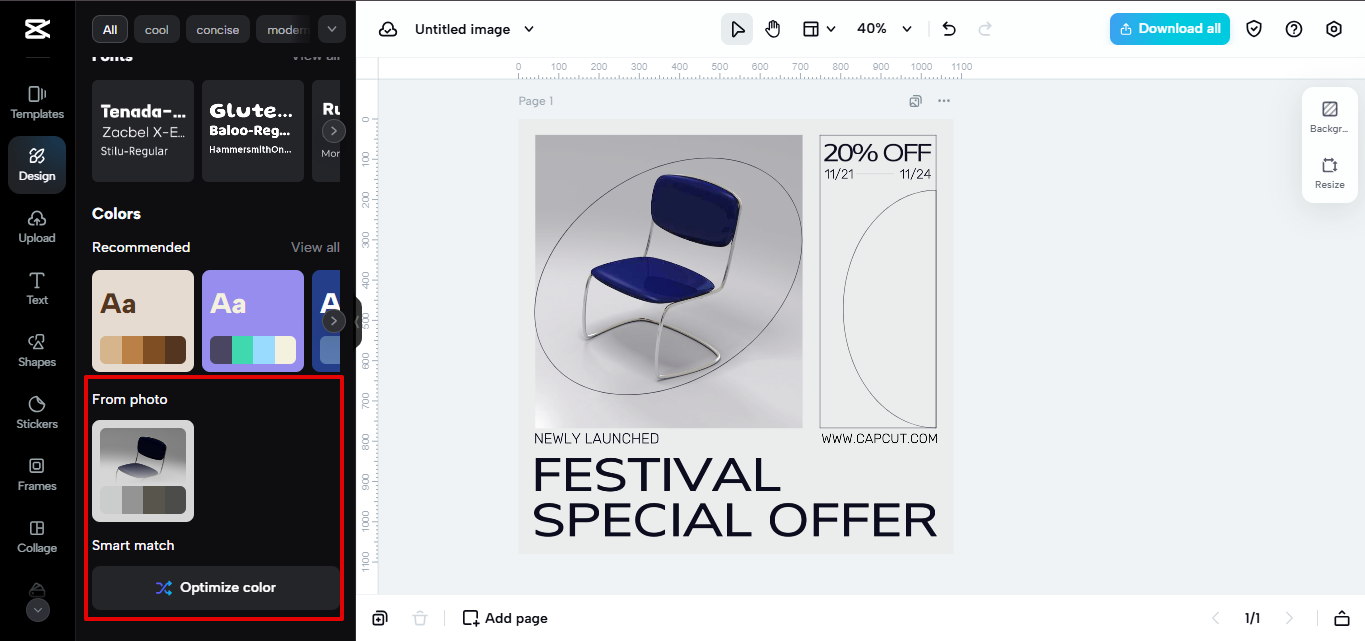 One-click color optimization in CapCut Web