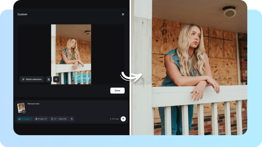 Interaktiver Textentferner für die Bearbeitung