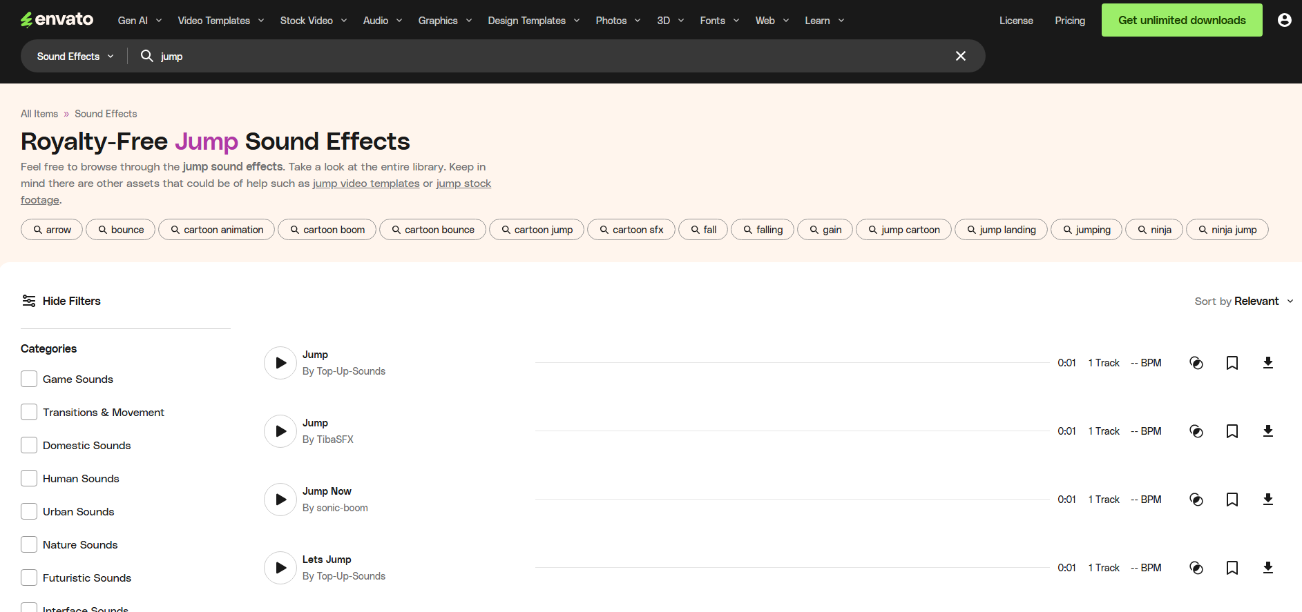 Envato interface