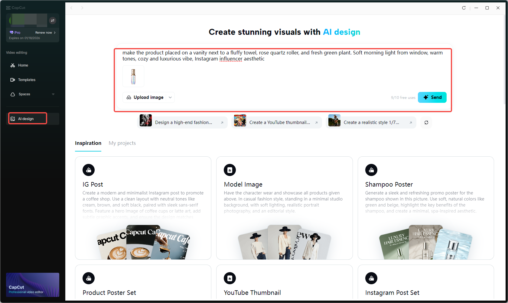 Access the AI design tool