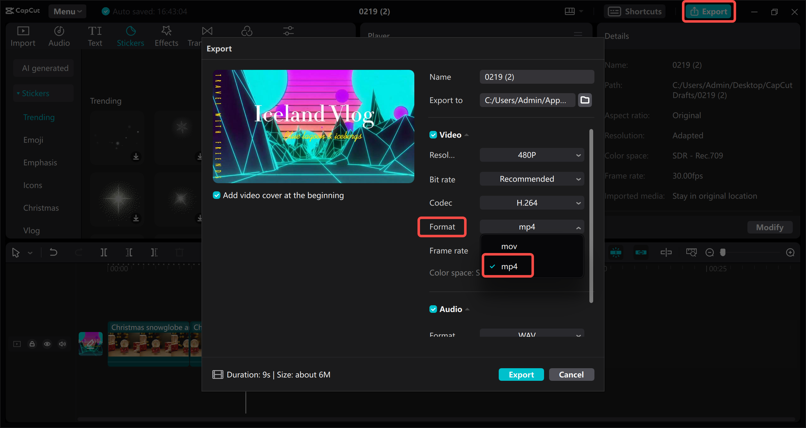 Convert and export 
