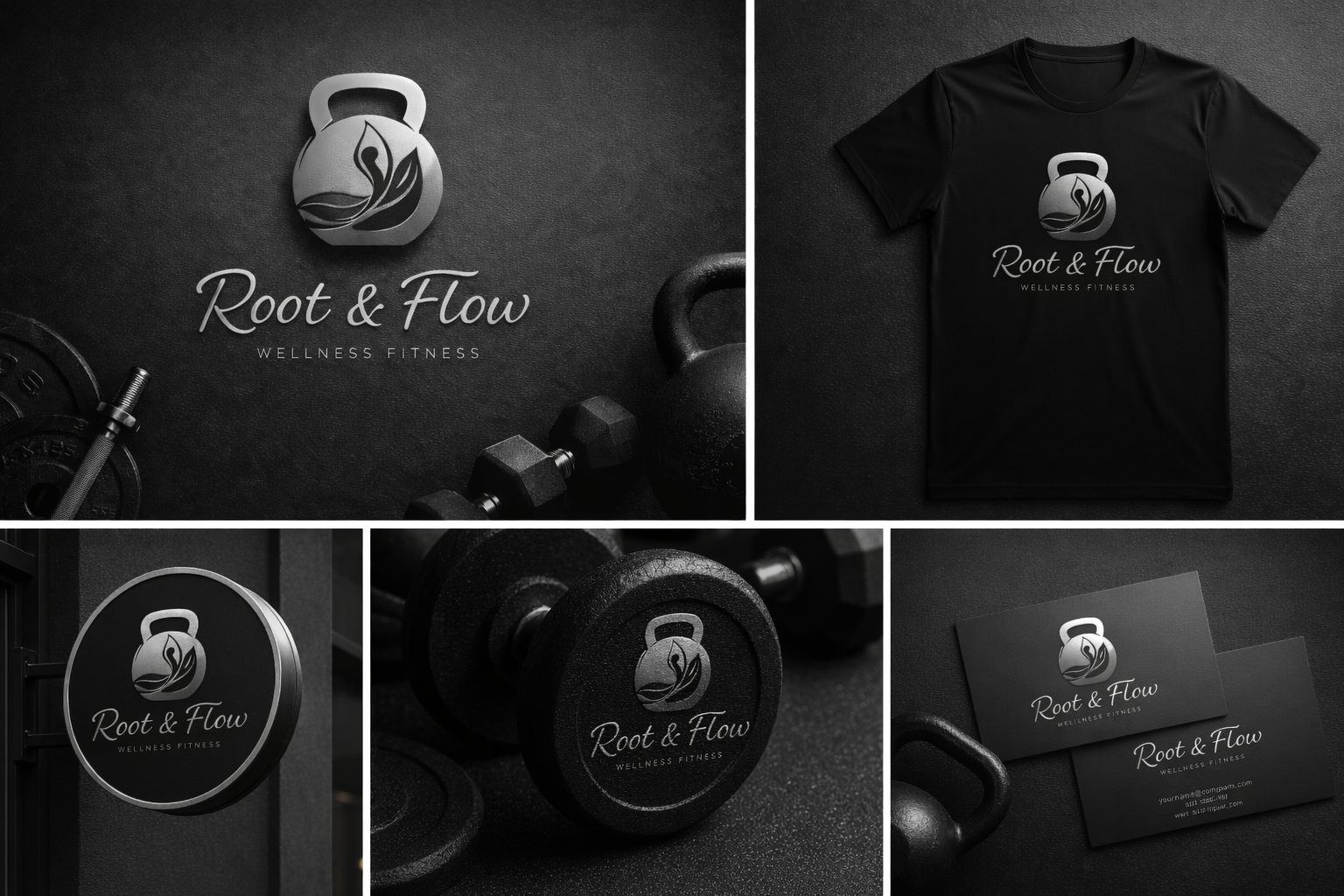 Root &amp; Flow - フィットネスジムロゴデザインのアイデア