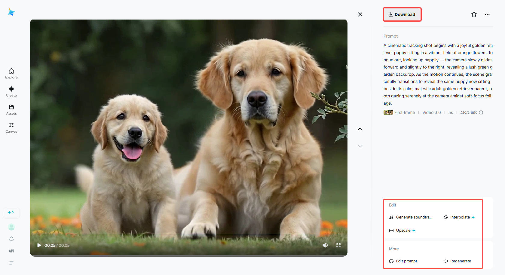 ดาวน์โหลดวิดีโอช็อตติดตามจาก Dreamina
