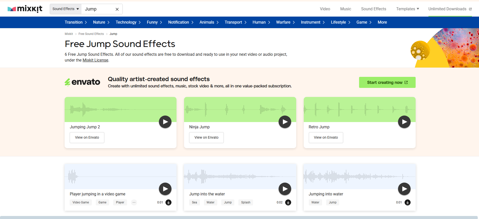 Mixkit interface
