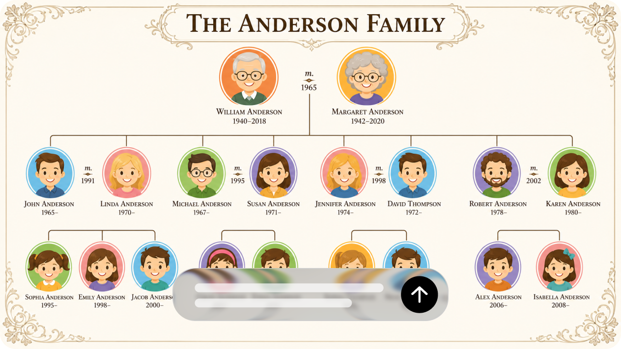 Skapa ett familjediagram från text och bilder