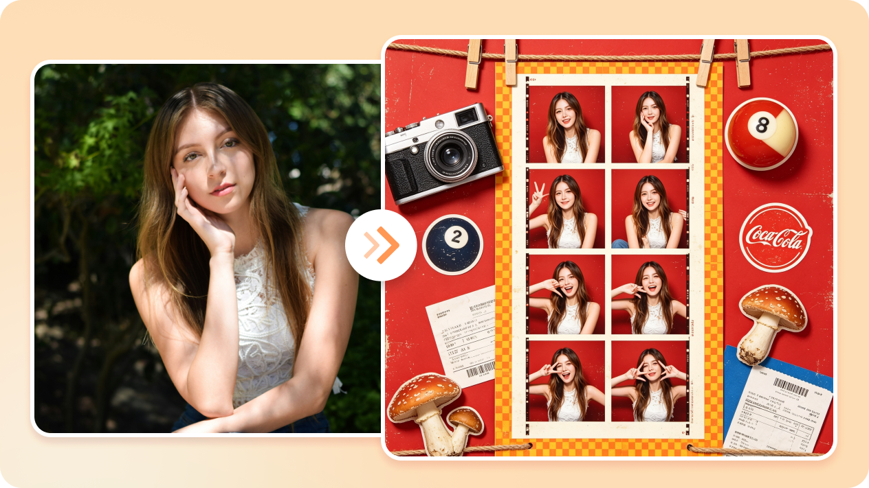 Place yourself in any photo booth scene with AI