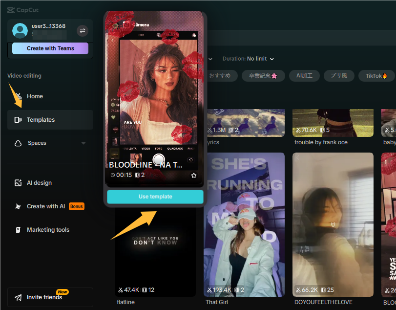 Mở template trong CapCut trên PC