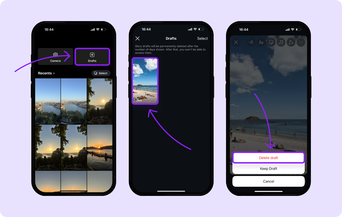 Delete Drafts in Instagram