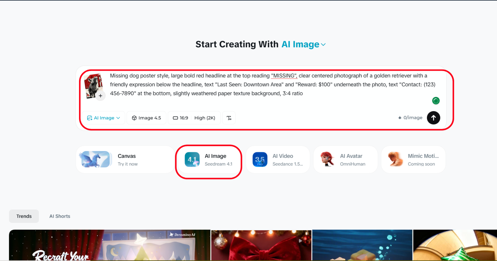 Generați afișul câinelui pierdut