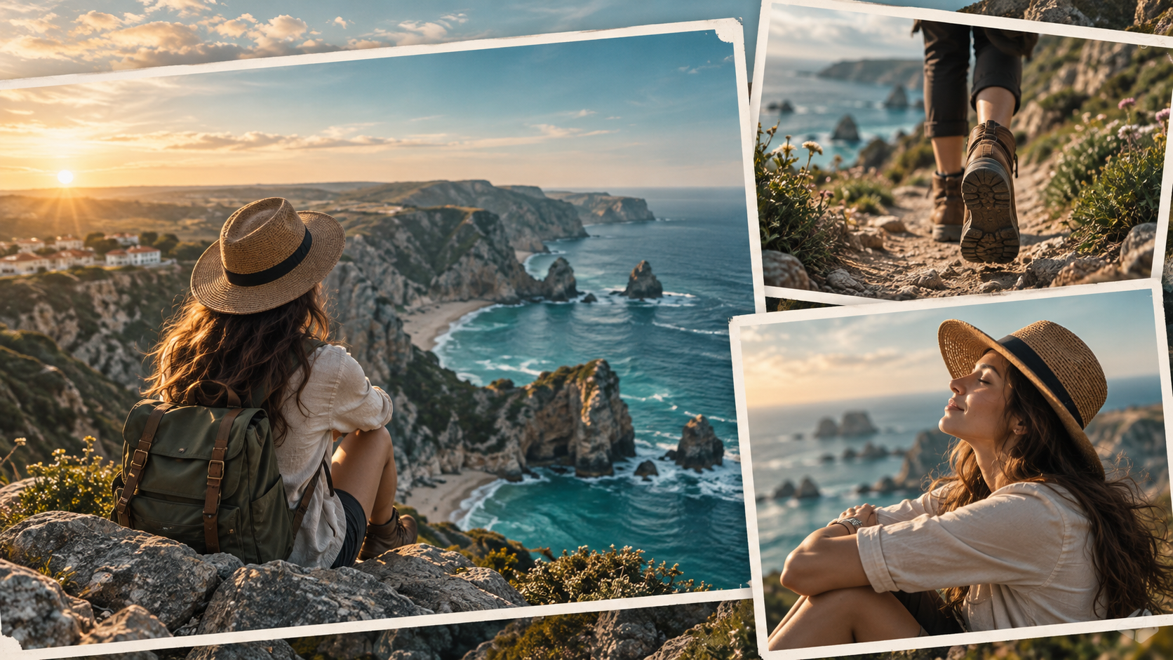 cinematic photo collage AI: Coastal Journey Storyboard