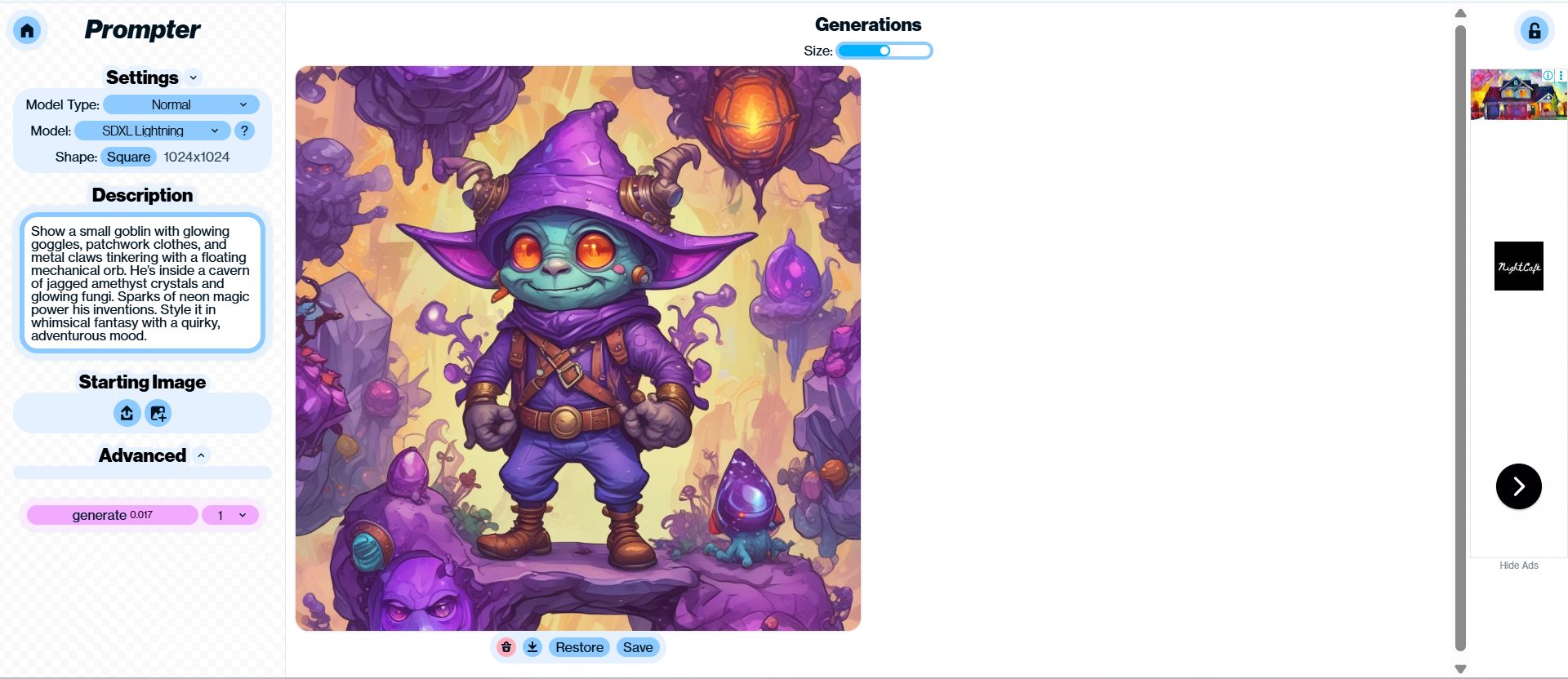 Fantasy generátor umění Artbreeder