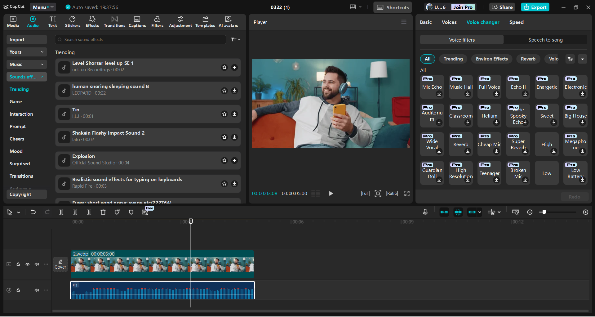 Interfejs CapCut komputerowego edytora wideo - najlepszy sposób na dodanie muzyki do treści wideo