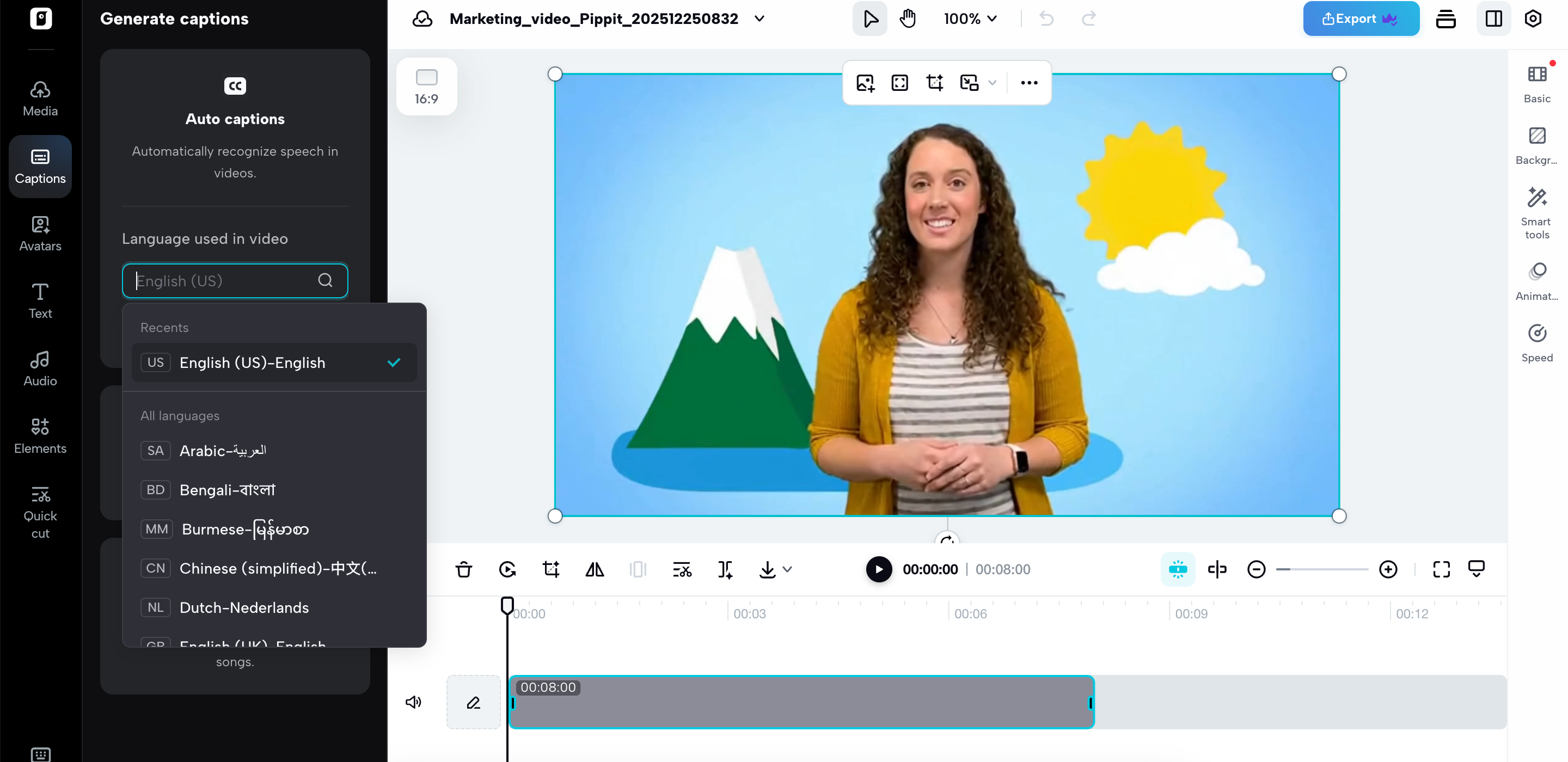 Auto captions and subtitles