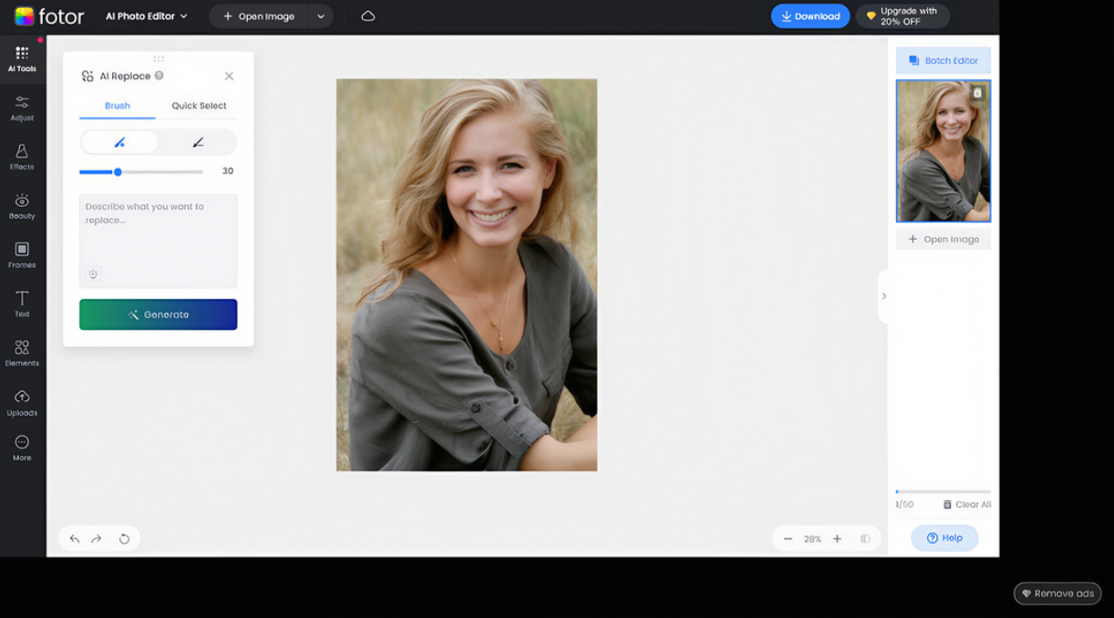 Le changeur de coiffure de Fotor
