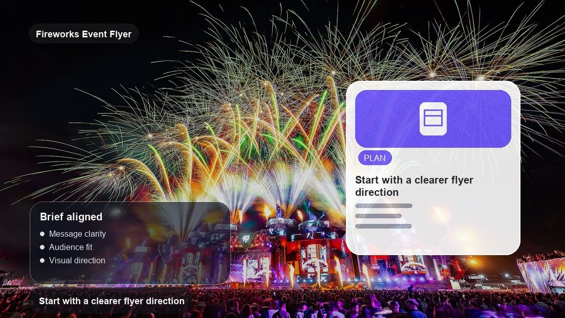 Fireworks Event Flyer Maker realistic image for start with a clearer flyer direction