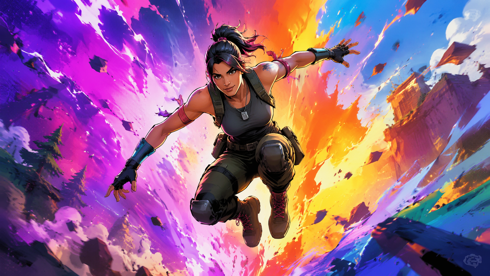 Dreamina fortnite filter prompt example 3: Comic action poster