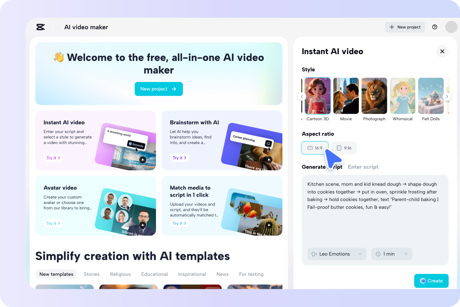 Creating content with CapCut's best AI video maker