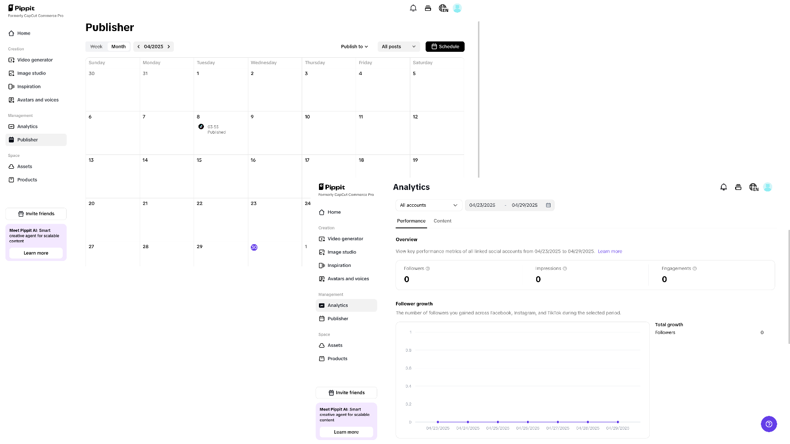 Auto publishing and analytics