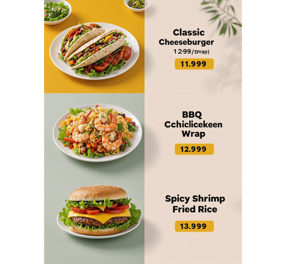 Menu 's voor eten bezorgen