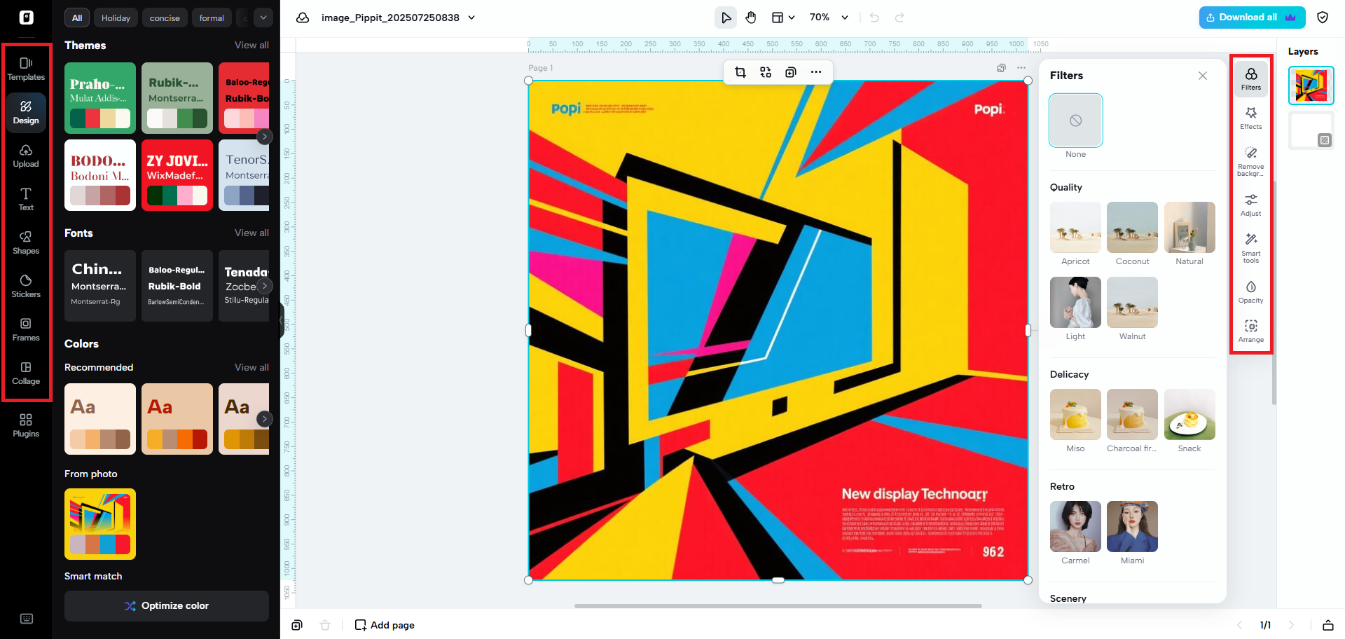Carry out any major poster design changes inside the image editor