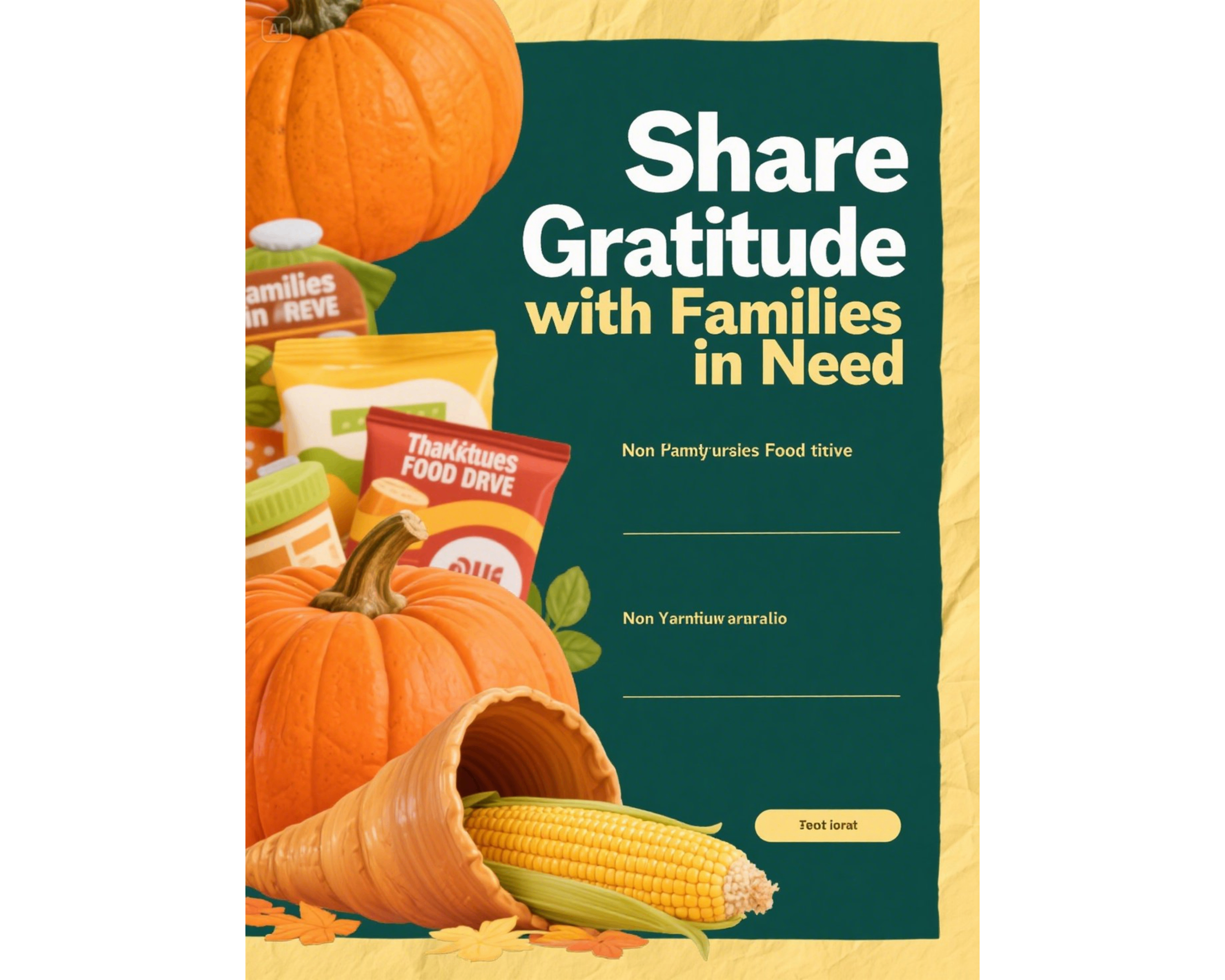 Dépliant de collecte de nourriture de Thanksgiving