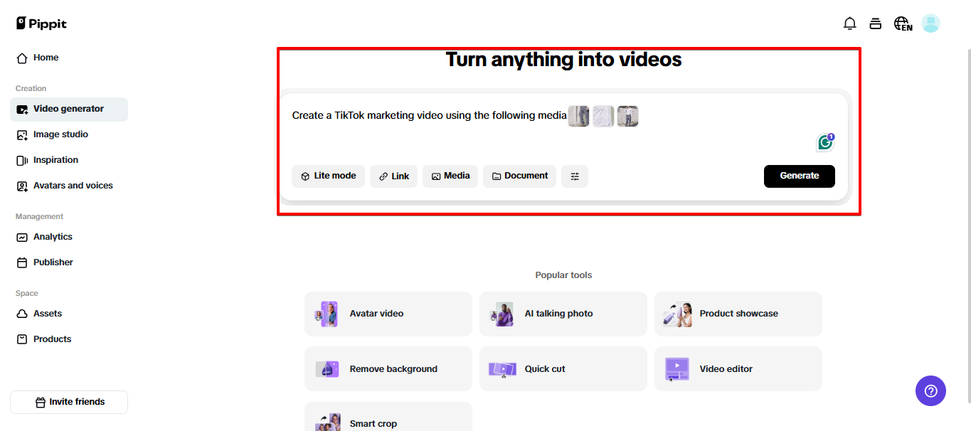 Acesse o gerador de vídeos