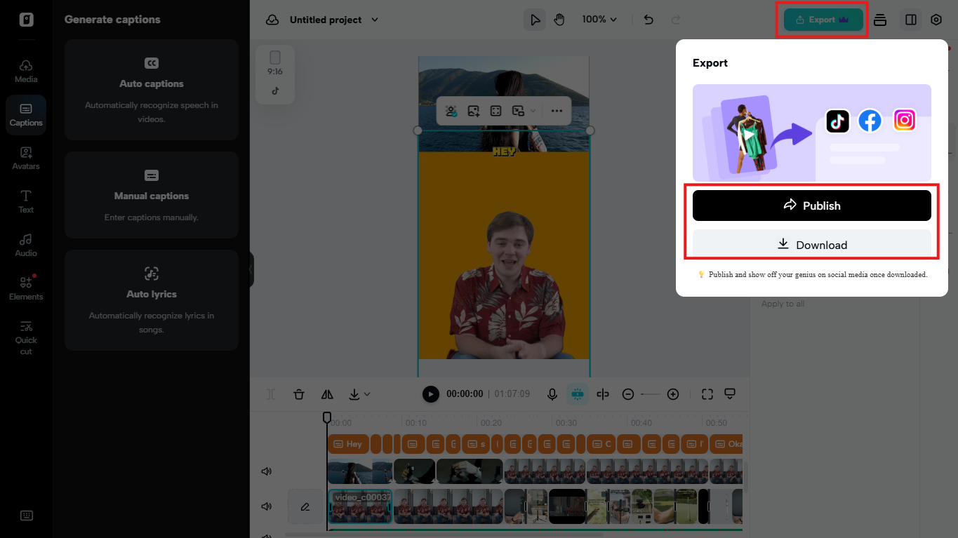 Download or publish your video