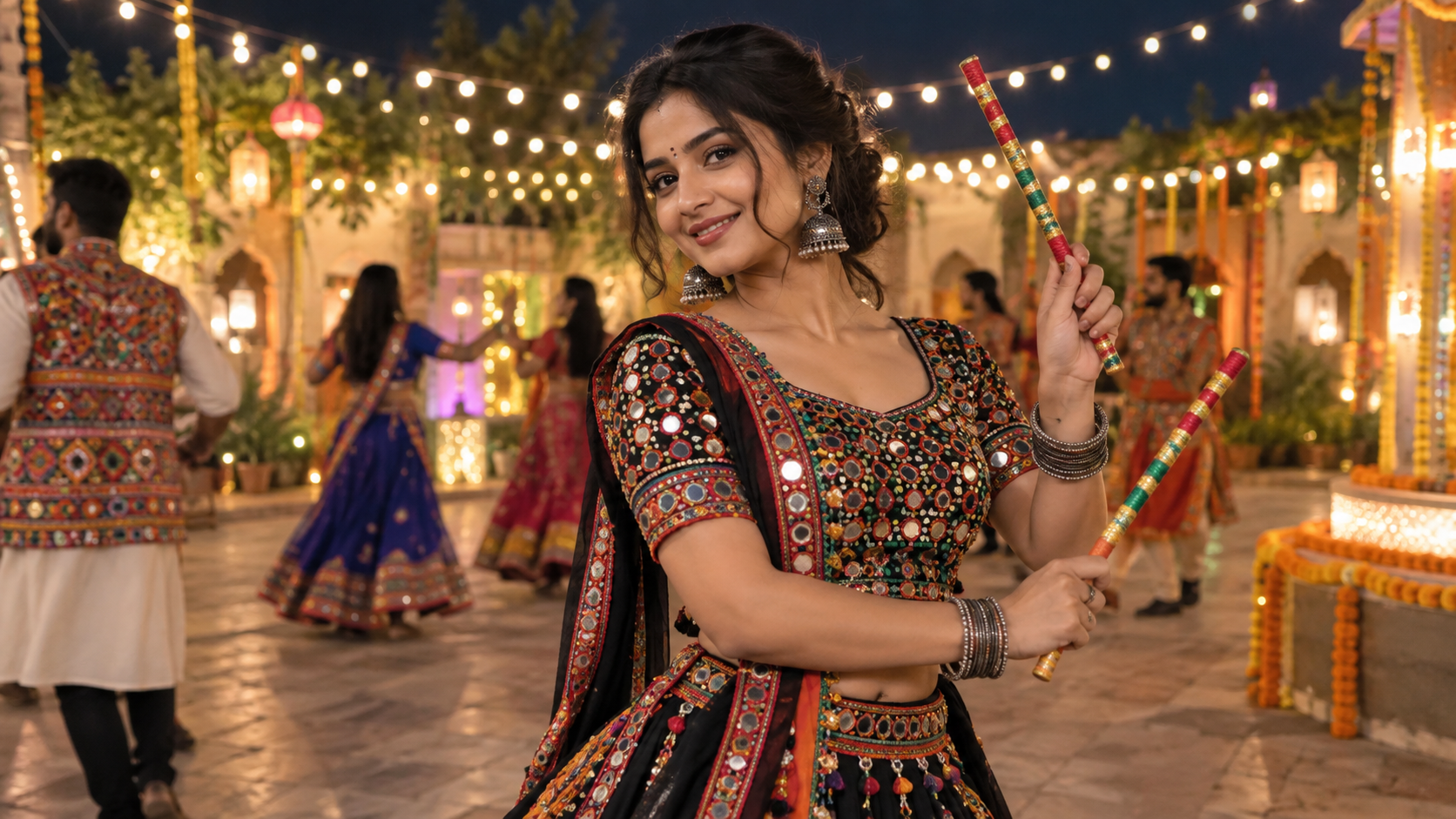 dandiya nights special ai photo editing prompts cover