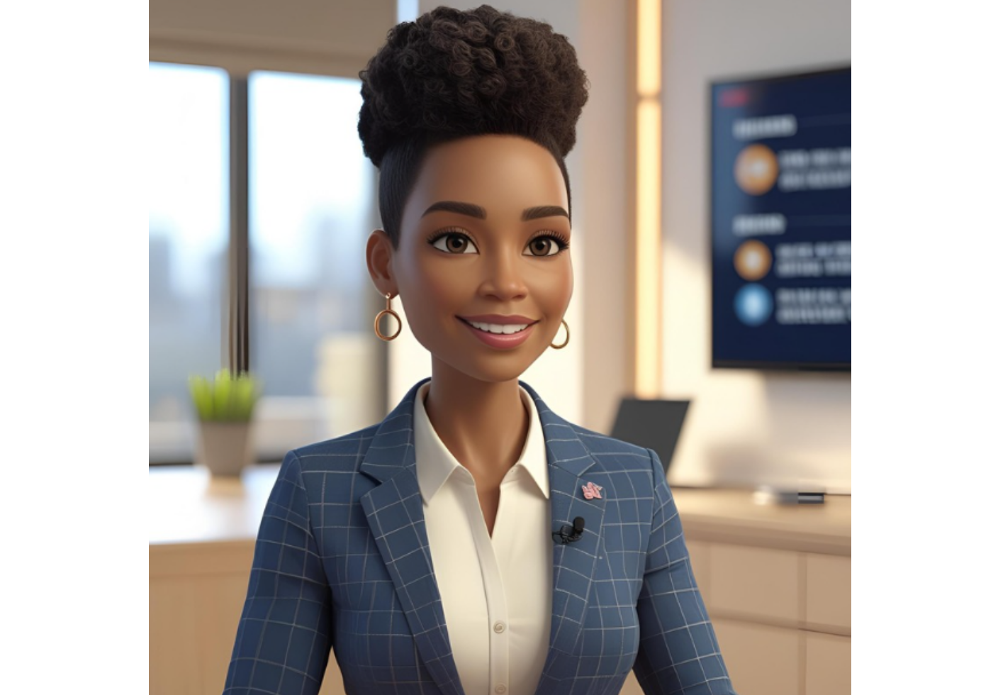 KI-Moderator, der ein kurzes Update in einem mobilfreundlichen Video liefert.