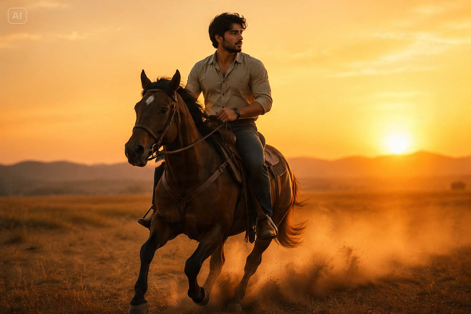 Desert Horse Rider Poster Prompt