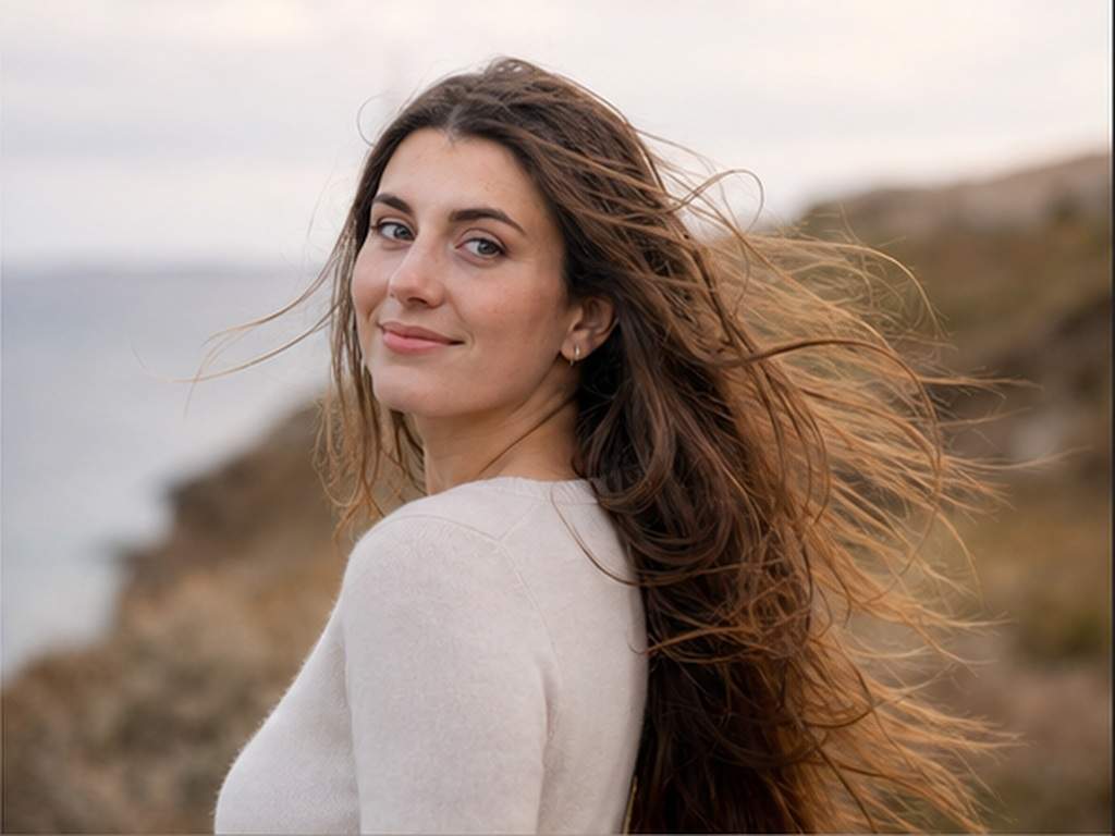 Porträt Bild zu Video Eingabeaufforderungen Beispiel 2 - Soft Breeze Portrait