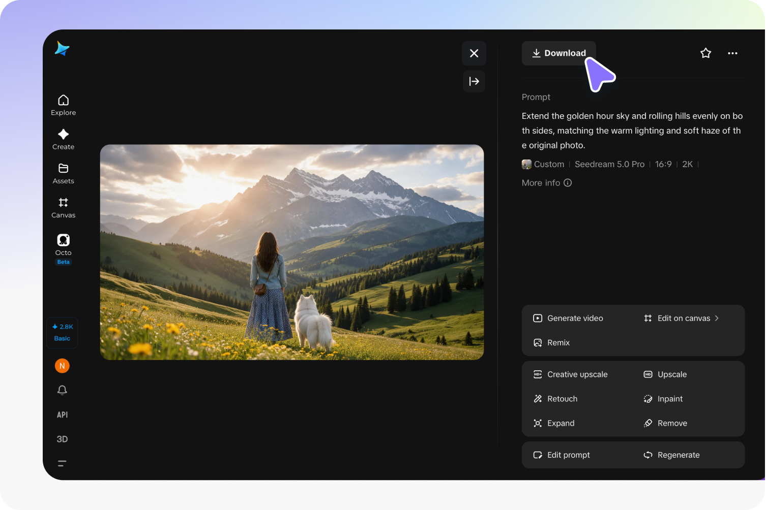 Review and download your landscape photo