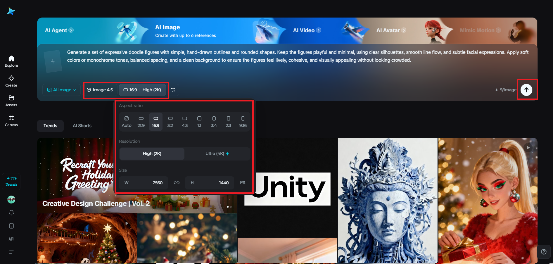 Select the model and adjust output settings