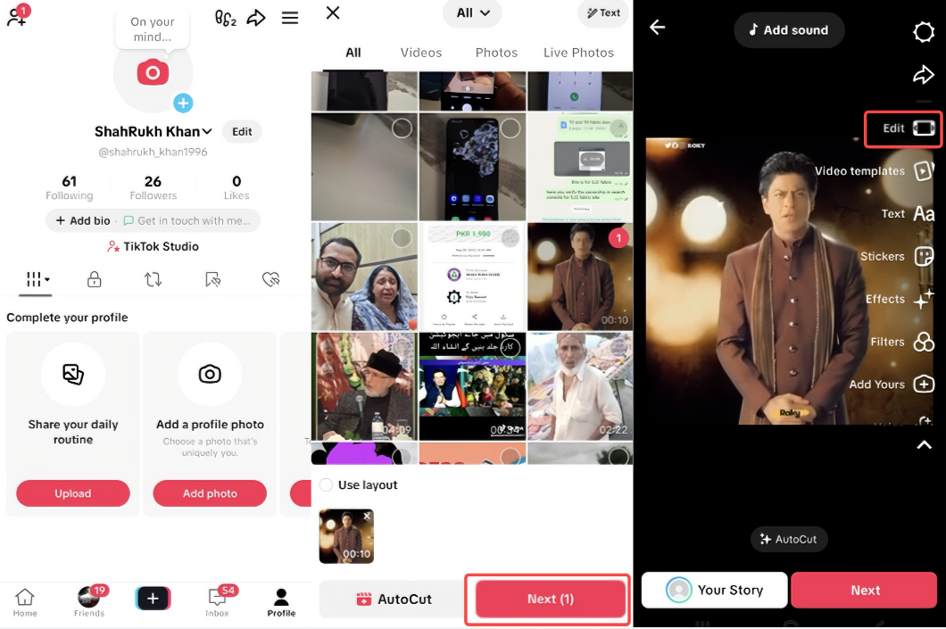 Access TikTok and upload the video