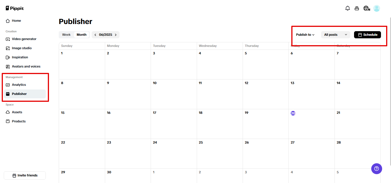 Analytics tab in Pippit