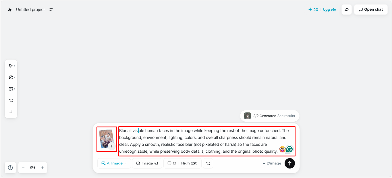 Imagen que muestra cómo escribir un mensaje en Dreamina - la aplicación de desenfoque facial