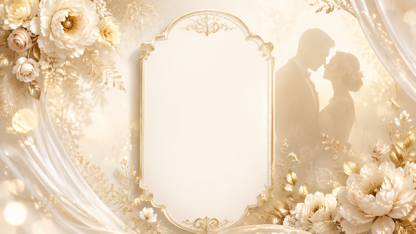Wedding invitation video visual with champagne floral frame
