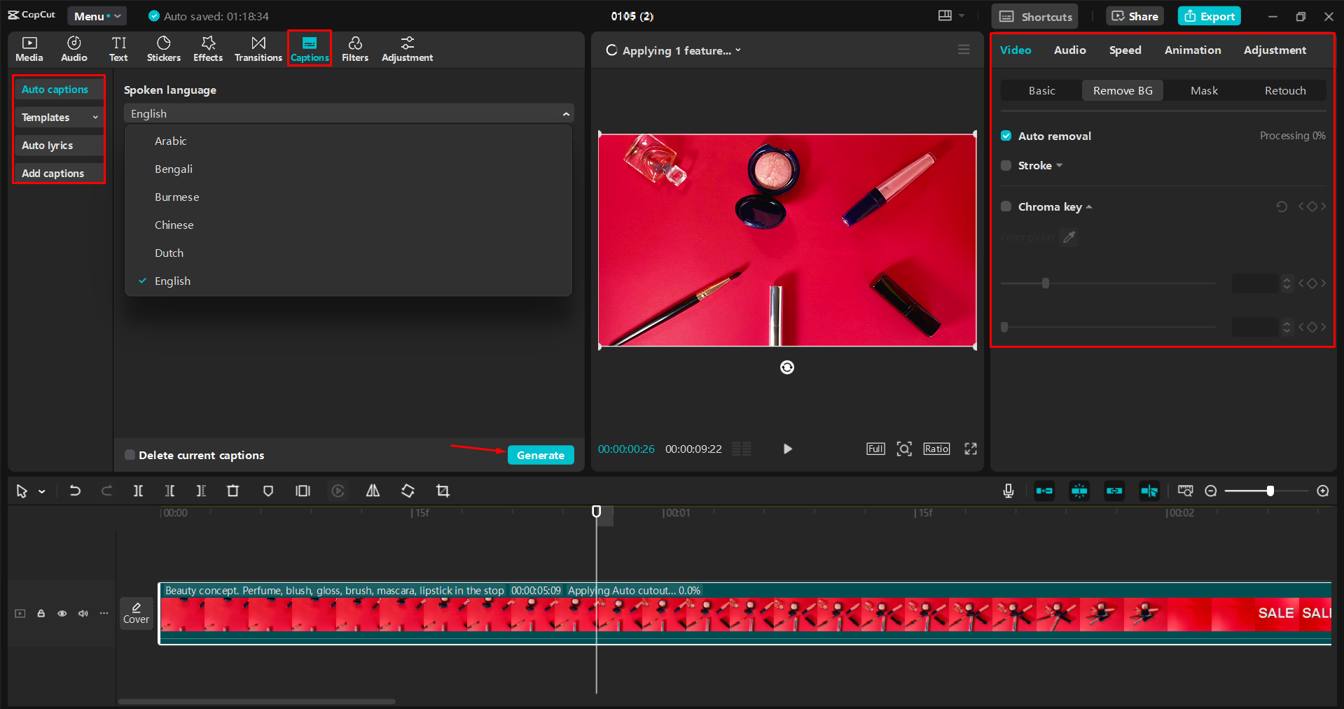 Editing a video for YouTube in the CapCut desktop video editor
