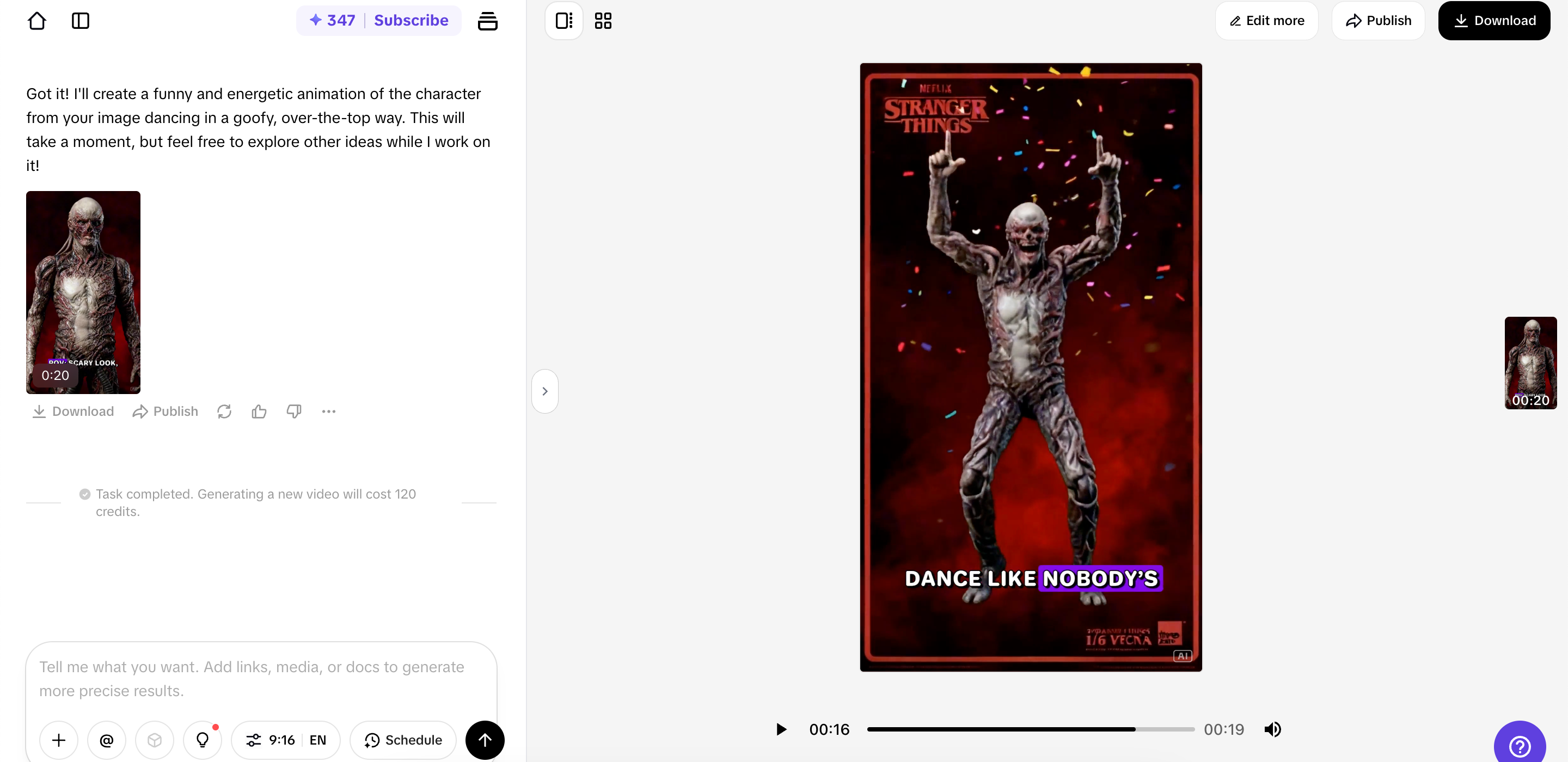 Exporting video from Pippit