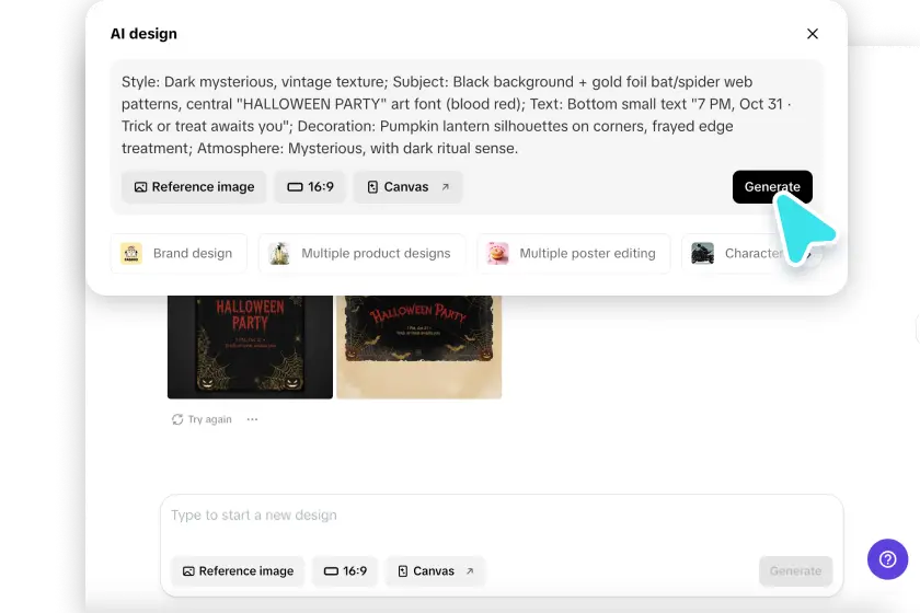 Schrijf prompt, selecteer aspectverhouding en model