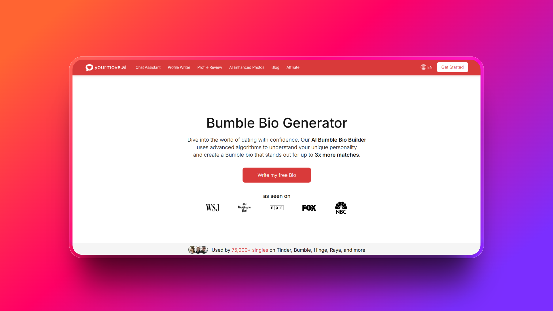 YourMove dating profile generator