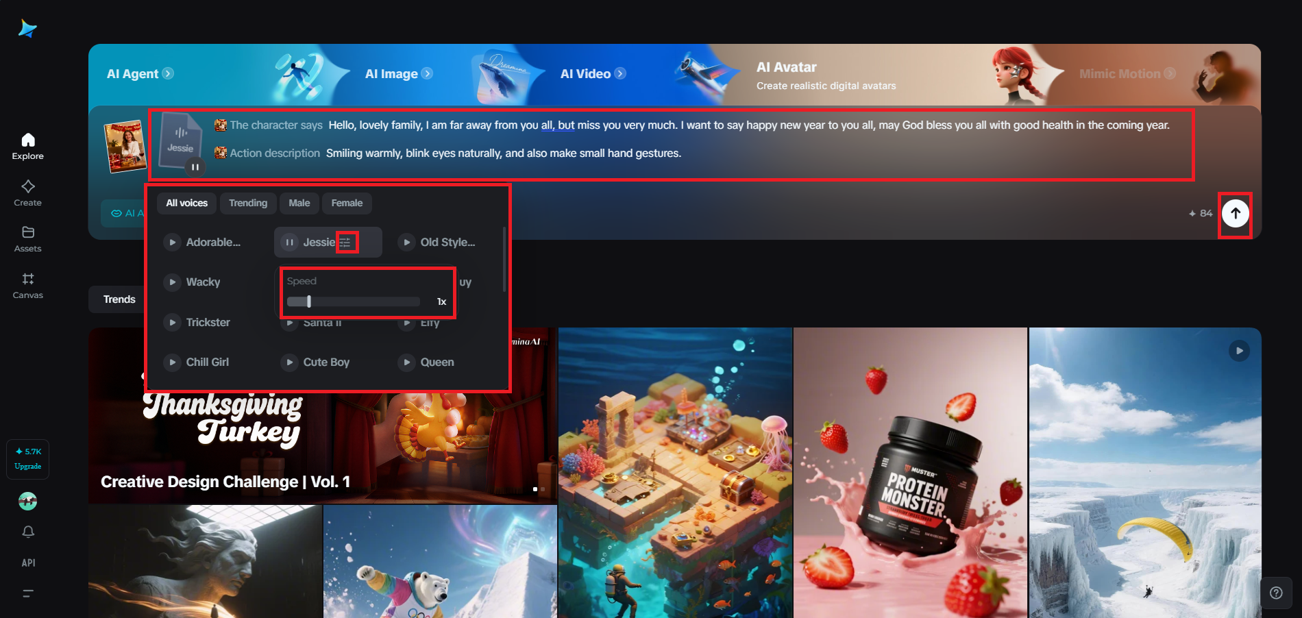 Select an AI voice for the greeting