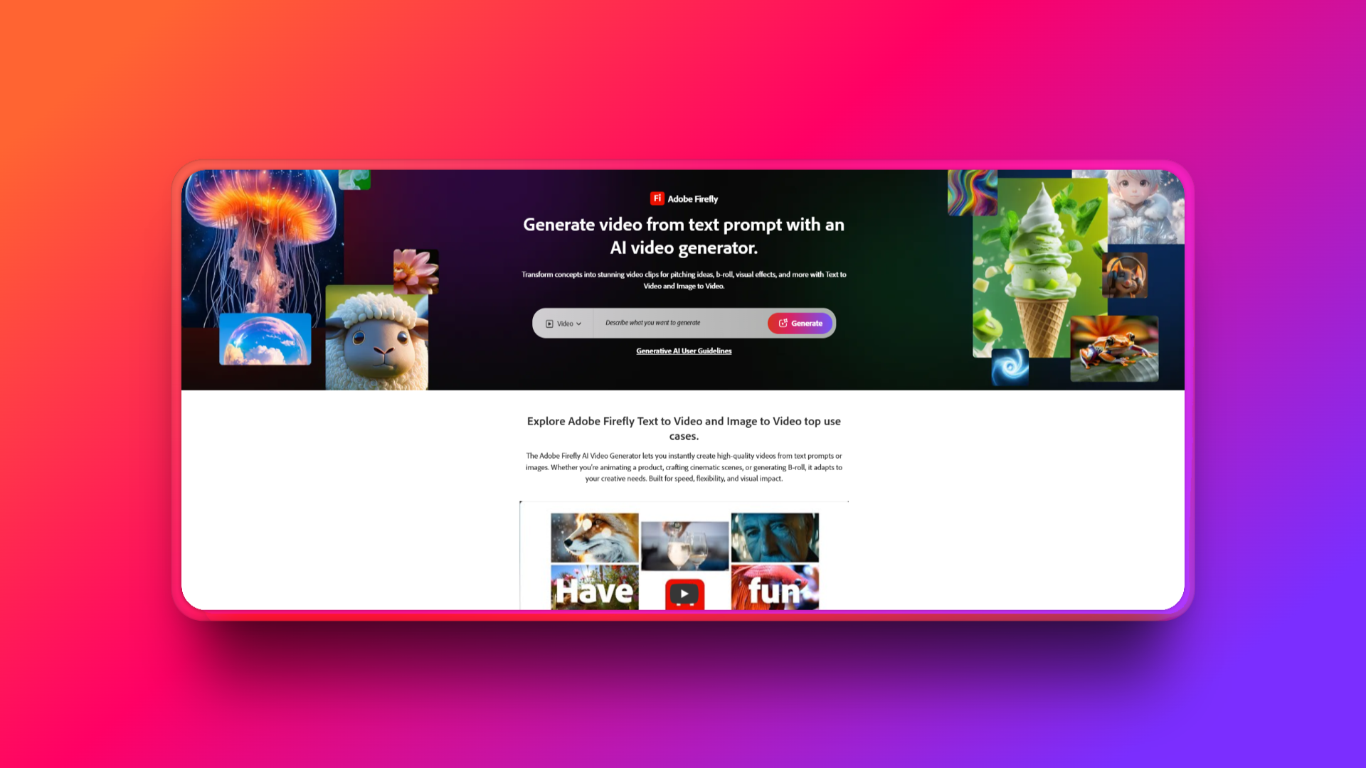 Adobe Firefly'ın yapay zekâ video oluşturucusu