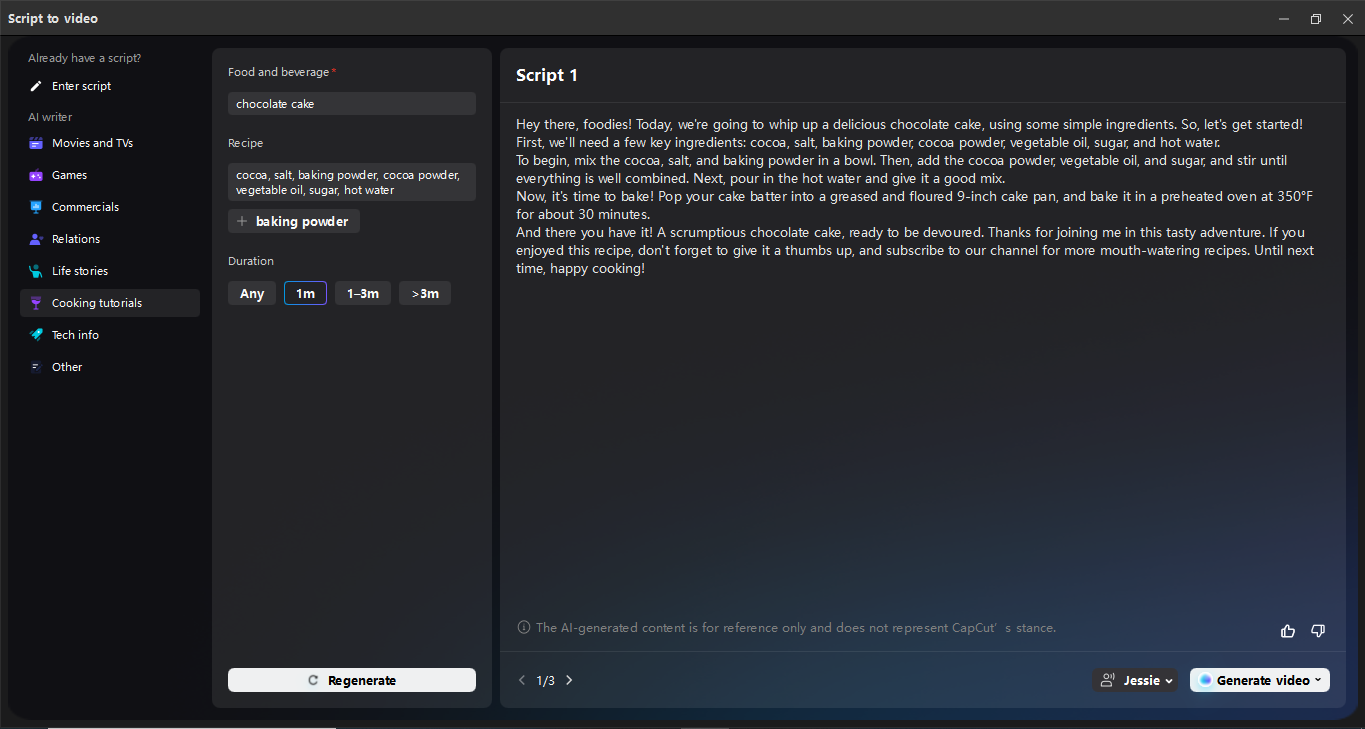 Editing interface of the CapCut desktop video editor - a perfect tool to create a free AI story