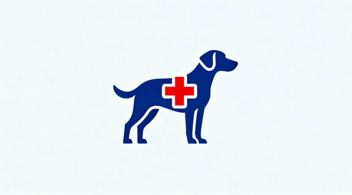 Dog silhouette with cross health rescue logo